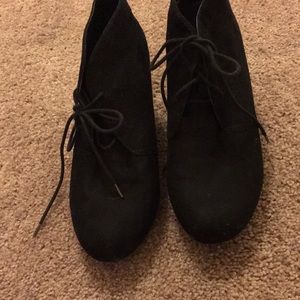 Black wedge booties